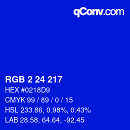 Color code: RGB 2 24 217 | qconv.com
