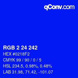 Color code: RGB 2 24 242 | qconv.com