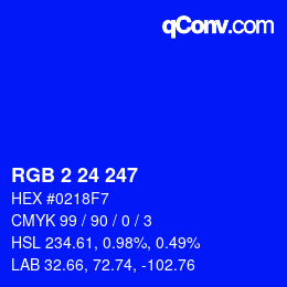 Color code: RGB 2 24 247 | qconv.com