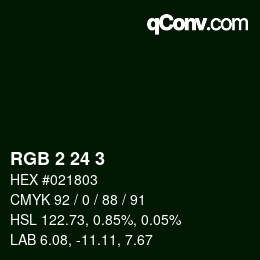 颜色代码: RGB 2 24 3 | qconv.com