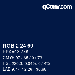 Color code: RGB 2 24 69 | qconv.com