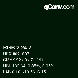 颜色代码: RGB 2 24 7 | qconv.com