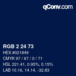 カラーコード: RGB 2 24 73 | qconv.com