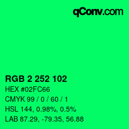 カラーコード: RGB 2 252 102 | qconv.com