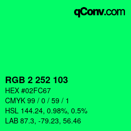 Color code: RGB 2 252 103 | qconv.com