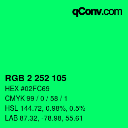 Color code: RGB 2 252 105 | qconv.com