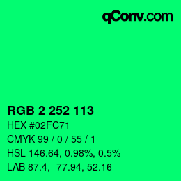 Color code: RGB 2 252 113 | qconv.com
