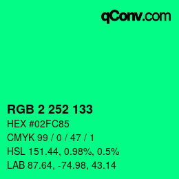 Color code: RGB 2 252 133 | qconv.com