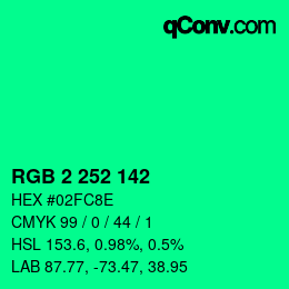 Color code: RGB 2 252 142 | qconv.com