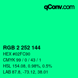 カラーコード: RGB 2 252 144 | qconv.com