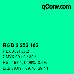 カラーコード: RGB 2 252 162 | qconv.com
