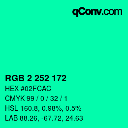 Color code: RGB 2 252 172 | qconv.com