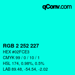Color code: RGB 2 252 227 | qconv.com