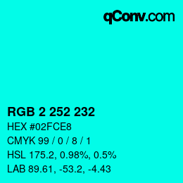 カラーコード: RGB 2 252 232 | qconv.com