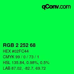 カラーコード: RGB 2 252 68 | qconv.com