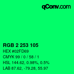 カラーコード: RGB 2 253 105 | qconv.com