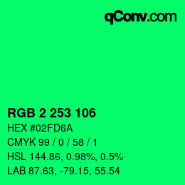 Color code: RGB 2 253 106 | qconv.com
