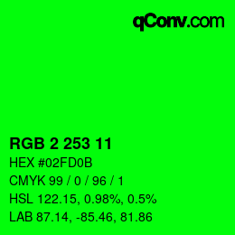 Color code: RGB 2 253 11 | qconv.com