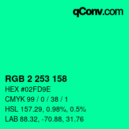 Color code: RGB 2 253 158 | qconv.com