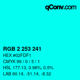 Color code: RGB 2 253 241 | qconv.com