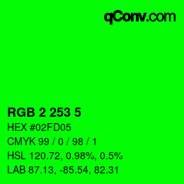 Farbcode: RGB 2 253 5 | qconv.com