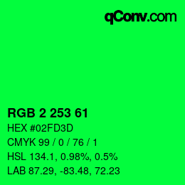 Color code: RGB 2 253 61 | qconv.com