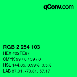 カラーコード: RGB 2 254 103 | qconv.com