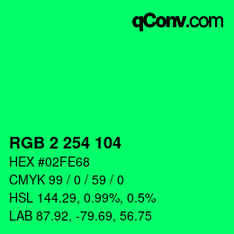 Color code: RGB 2 254 104 | qconv.com