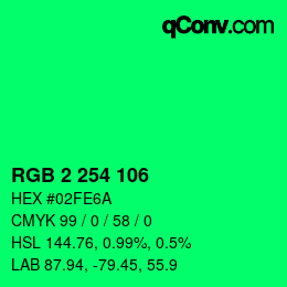 Color code: RGB 2 254 106 | qconv.com