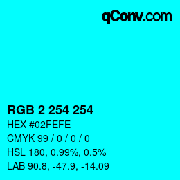 Color code: RGB 2 254 254 | qconv.com