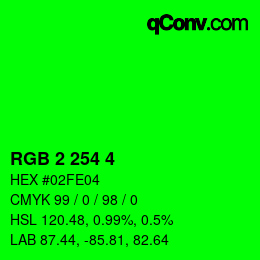 Color code: RGB 2 254 4 | qconv.com