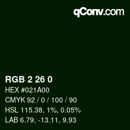 カラーコード: RGB 2 26 0 | qconv.com