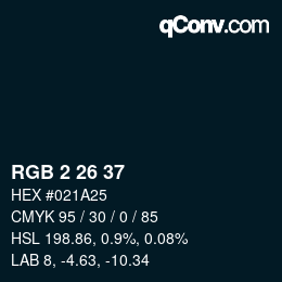 Color code: RGB 2 26 37 | qconv.com