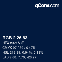 Color code: RGB 2 26 63 | qconv.com