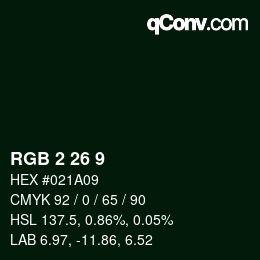 カラーコード: RGB 2 26 9 | qconv.com