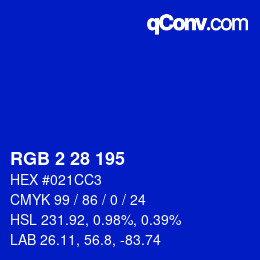 Color code: RGB 2 28 195 | qconv.com