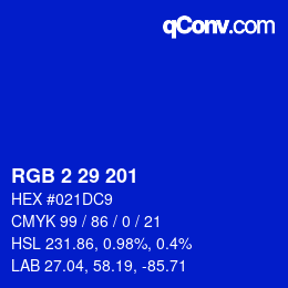 Color code: RGB 2 29 201 | qconv.com