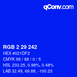 Color code: RGB 2 29 242 | qconv.com