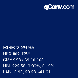 Color code: RGB 2 29 95 | qconv.com