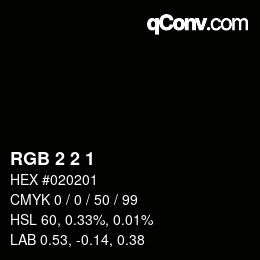 カラーコード: RGB 2 2 1 | qconv.com