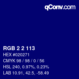 Color code: RGB 2 2 113 | qconv.com
