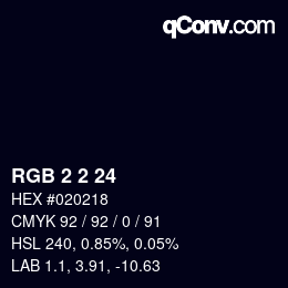 颜色代码: RGB 2 2 24 | qconv.com