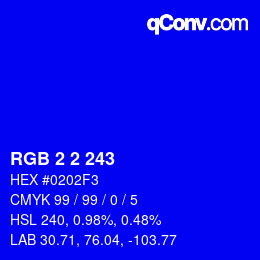 Color code: RGB 2 2 243 | qconv.com