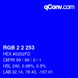Color code: RGB 2 2 253 | qconv.com