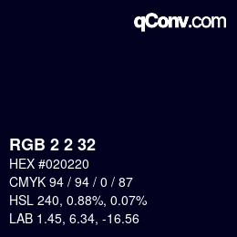 Color code: RGB 2 2 32 | qconv.com