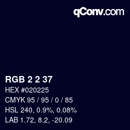 カラーコード: RGB 2 2 37 | qconv.com