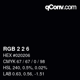 カラーコード: RGB 2 2 6 | qconv.com