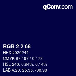 Color code: RGB 2 2 68 | qconv.com