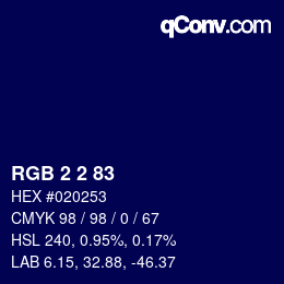 Color code: RGB 2 2 83 | qconv.com