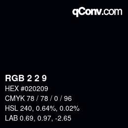 颜色代码: RGB 2 2 9 | qconv.com